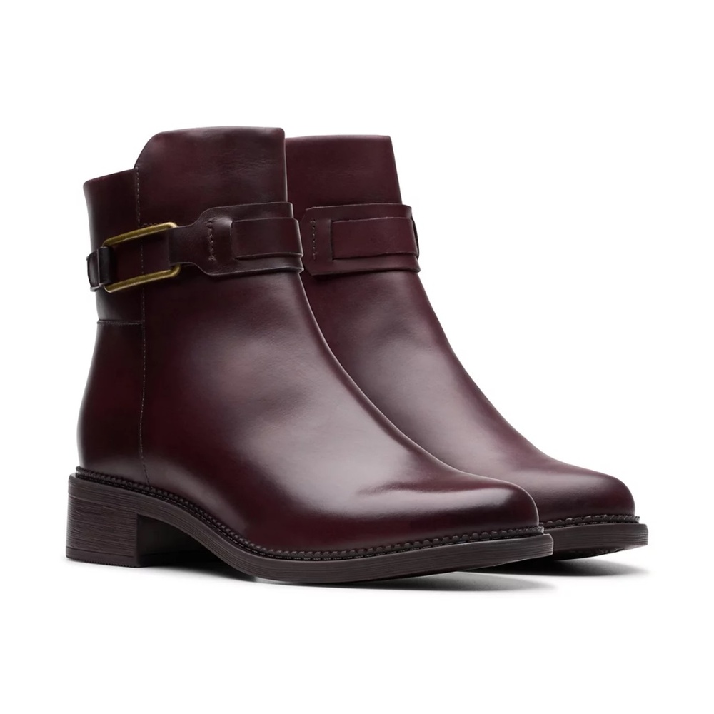 Clarks Maye Bella Boots in Bordeaux Leather
